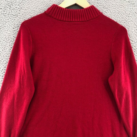 Chicos Sweater Women 2 US Large Red Knit Mock Neck Tunic Stretch Pullover Casual - Picture 4 of 11